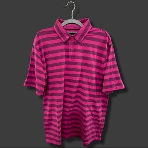 EUC - Under Armour Heat Gear Striped Magenta Golf Polo